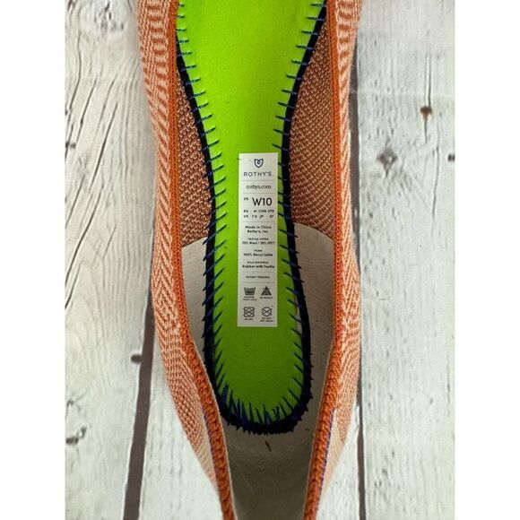 NEW! ROTHY'S beige orange chevron herringbone flat ballerina shoes 10 - Picture 7 of 9